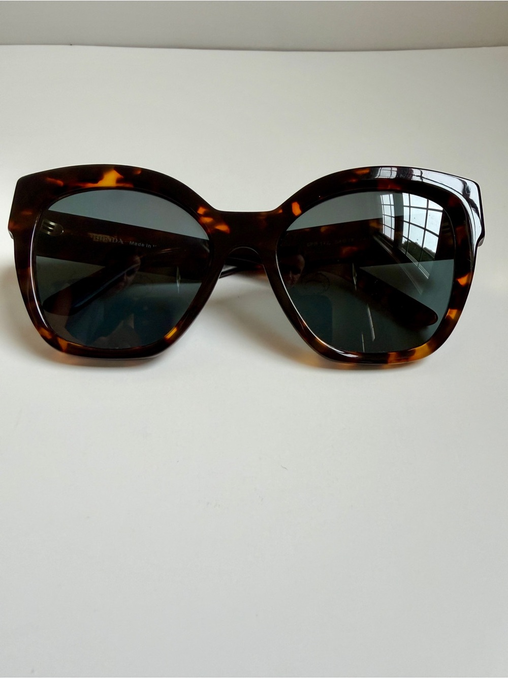 Authentic Prada PR 17ZS Tortoise Cat Eye Square Polarized Sunglasses w/ Case - Picture 4 of 15